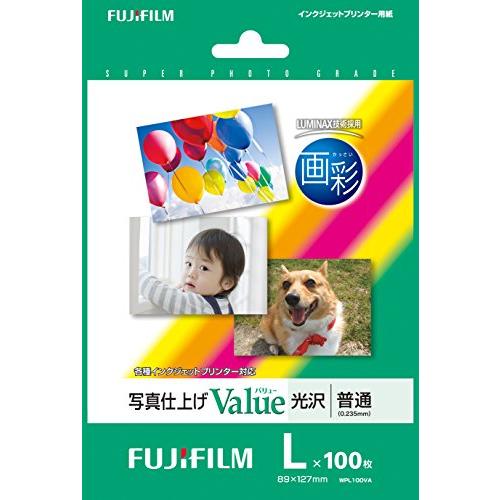 FUJIFILM 写真用紙 画彩 光沢 L 100枚 WPL100VA