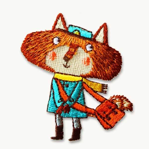 ワッペン（ILLUSTRATION／動物・きつね）　アイロン接着OK　イラストちっくな動物のかわいい...