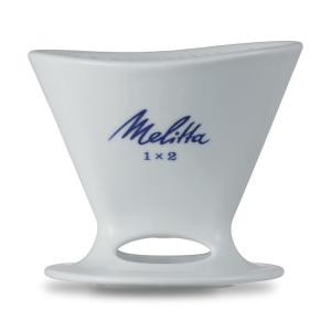 メリタ Melitta コーヒー ドリッパー 2~4杯用 プレミアムフィルター 1×2 受皿・メジャースプーン付き 日本製 波佐見焼 PF-｜pipihouse