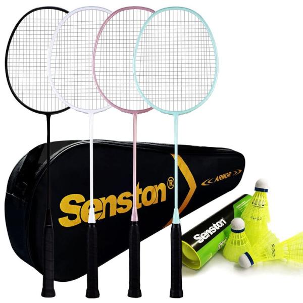 Senston バドミントンラケット 4パック バドミントンセット バドミントンバッグ1個 ラケット...