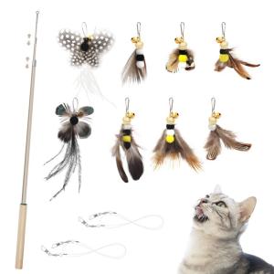 SONGWAY 猫 おもちゃ 猫じゃらし ねこ玩具 昆虫 蝶々 大飛ぶ虫 ８個 釣り竿付き｜pipihouse