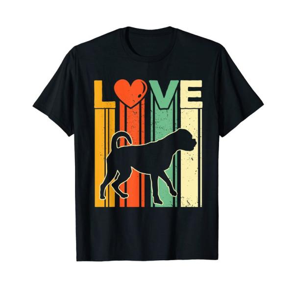 ドイツ製ボクサー 犬または子犬オーナー LOVE RETRO アート Tシャツ