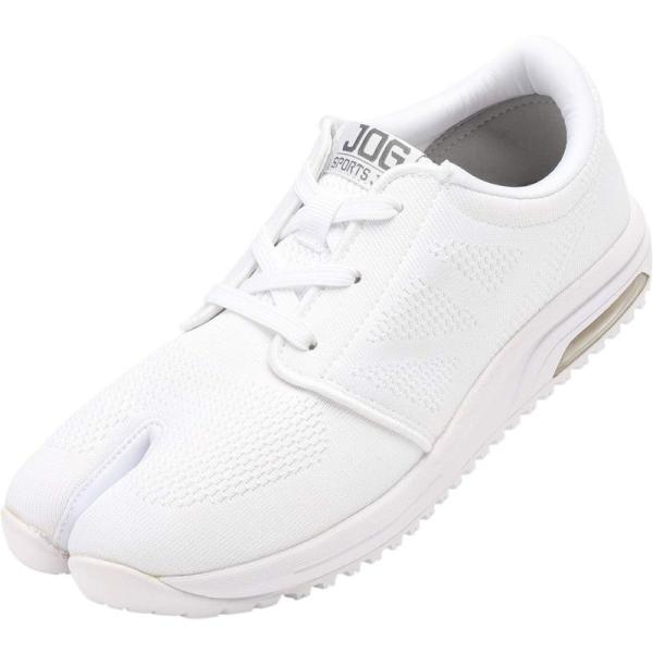 スポーツジョグAIR (白・24.0cm) エアークッション 地下足袋スニーカー（靴ひもタイプ）