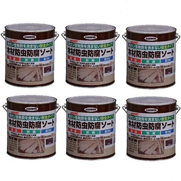 アサヒペン 木材防虫防腐ソート ２．５Ｌ ブラウン ６缶セット