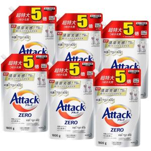 ケース販売アタック ゼロ(ZERO) 洗濯洗剤(Laundry Detergent) 詰め替え 1800g×6個 (清潔実感 洗うたび白さよ｜pipihouse