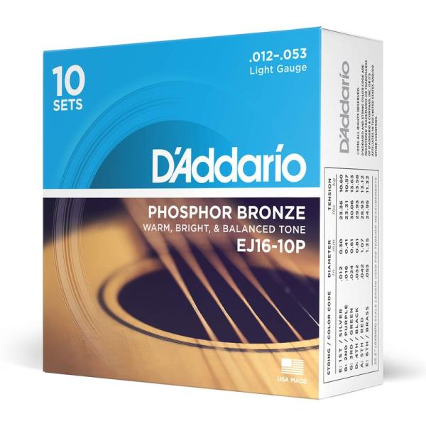 D&apos;Addario ダダリオ アコースティックギター弦 フォスファーブロンズ Light .012-...