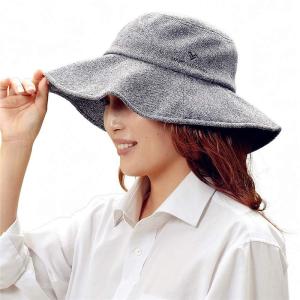 マリオヴァレンチノ 帽子 レディース シルク100％ つば広 UVカット 折りたたみ ハット 日本製 おしゃれ (グレー)