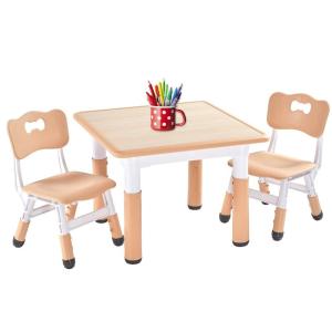 FUNLIO キッズテーブルと椅子2脚セット 高さ調節可能な子供用テーブルとチェアセット 3?8歳用 拭きやすい 学習/絵かき/ダイニング｜pipihouse