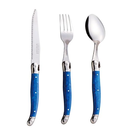 【メール便送料無料】ラギオール カトラリー3点セット (ナイフ+フォーク+スプーン)  ブルー　マシ...