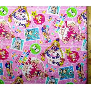 ◇ キャラクター 生地 布 わんだふるぷりきゅあ！ （ ピンク系 ) （ 2024 ) オックス （ 綿100％ ) 生地幅−約108cm A-9100-32A-kk-7842