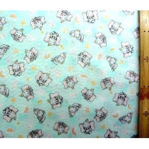 生地 ダブルガーゼ キャラクター ダンボ （ グリーン ) 柄番号８ ディズニー 手芸 ガーゼ生地 ...