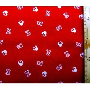 ◇ キャラクター 生地 ミニーマウス （ 赤 ）柄番号９４ （ 2019 - 2020 ） シーチング （ 布 綿100％ ） 生地幅−約104cm 手芸 布 G-9919-1D-kk-6125