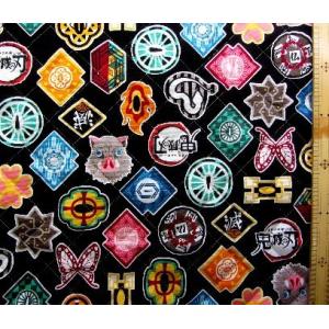 ◇＜正規ライセンス品＞ Ｑ キャラクター キルティング 生地 鬼滅の刃（ きめつのやいば )（ 鍔（つば） 黒 ）柄番号２