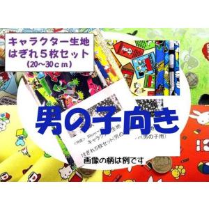 キャラクター 生地  詰め合わせ はぎれ ハギレ 20センチ~30センチの5枚セット 男の子向き（ 20-30 ） 福袋 hagire20-30