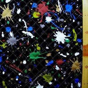 Ｑ-プリント キルティング （ キルト ) 生地 ペインティング ワールド （ 黒/茶系 ) 柄番号3 キルト 生地幅−約106cm 表地−オックス　nq-3438