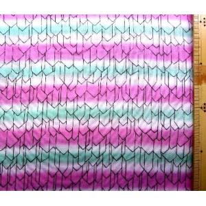 プリント 生地 矢がすり （ オフ グリーン ピンク グラデーション ) オックス（綿100％） 生地幅−約110cm（ 鬼滅の刃の衣装柄 鬼滅の刃 きめつ 胡蝶 しのぶ )