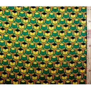 プリント 生地 亀甲 （イエロー グリーン ) オックス（綿100％） 生地幅−約110cm（ 鬼滅の刃の衣装柄 鬼滅の刃 きめつ 富岡 義勇 とみおか ぎゆう ) nk-8183