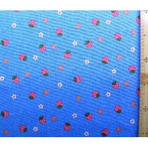 プリント 生地　（ 商用利用可能 ） ストロベリー フラワー （ ブルー ）swa-1010-b-nk-2027
