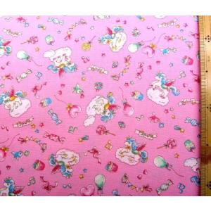 プリント生地 布 ゆめかわ ユニコーン （ ピンク 系 ) 柄番号２ オックス（ 綿100％ ) 生地幅−約108cm SWA-122-B-nk-8326