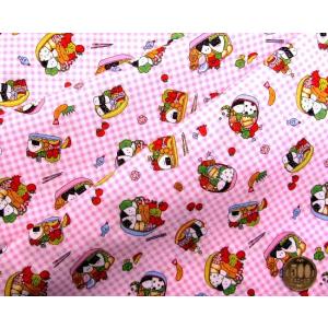 プリント生地 布 ピクニックでお弁当( ピンク...の詳細画像1