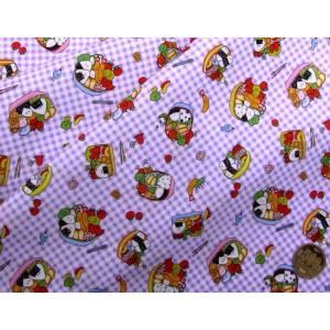 プリント生地 布 ピクニックでお弁当( パープ...の詳細画像1