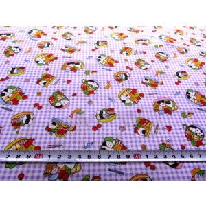 プリント生地 布 ピクニックでお弁当( パープ...の詳細画像2