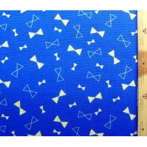 プリント 生地　（ 商用利用可能 ） ゴールド チャーミー リボン （ ラメ入り ） （ 青 ） swa-975-e-nk-1953