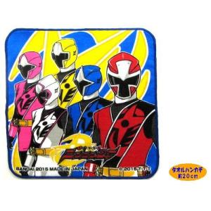 ◇ キャラクター タオル ハンカチ （ ミニ ）ニンニンジャー （ 20ｃm角 ） （ 青 ふち青 ）