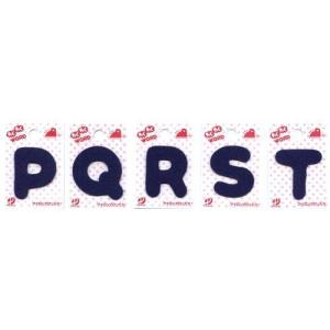 わくわくワード （ 紺 ） （ お名前アルファベット ワッペン PQRST ） アップリケ アイロン