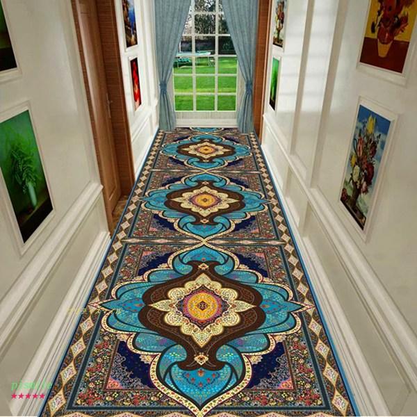 廊下敷き 180*300cm ラグ 花模様 大きいサイズ 洗える 玄関マット 綺麗 階段入口 カラー...