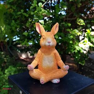うさぎ 置物 ガーデンオーナメント瞑想ウサギの像庭の装飾 ガーデニング 庭 オブジェ 屋外 玄関 階段 出窓 プレゼント｜pismile