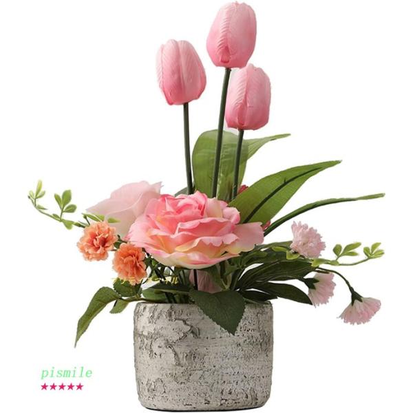 造花と花瓶 造花鉢植え - 家の装飾の結婚式のテーブル窓リビングルームのためのポットのフェイクシルク...