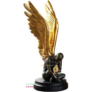 北欧の天使の羽の置物鮮やかな3D天使の彫刻アート樹脂工芸品寝室ホームオフィス庭の装飾アクセサリー装飾品ギフト - golden｜pismile