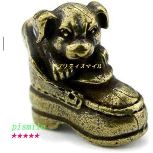 アンティーク銅かわいい犬の靴の置物家の装飾アクセサリーオフィスデスクの装飾レトロな真鍮の動物工芸品小さな装飾品｜pismile