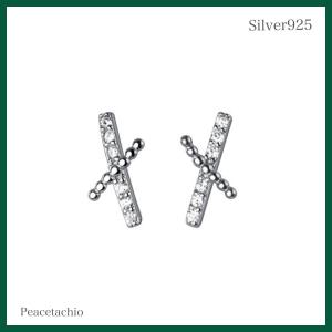 ピアス レディース アクセサリー Silver925 シルバー 金属アレルギー対応 クロス CZダイヤ プレゼント プチギフト｜pistachioshop