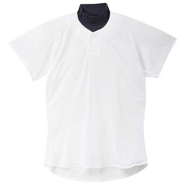 ミズノ シャツ セミハーフボタンタイプ (01ホワイト) 野球 ウェア ユニフォームシャツ (12j...