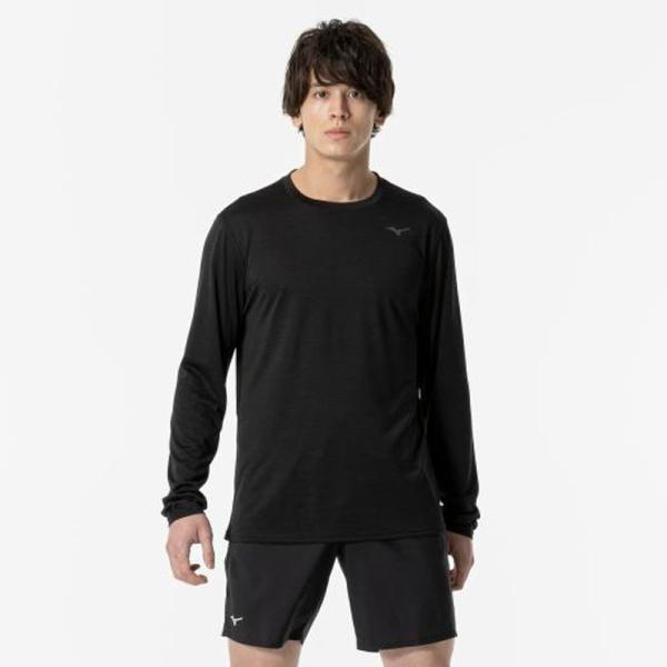 ミズノ MIZUNO クイックドライTシャツ (長袖/オーロラ) メンズ ランニング ウエア ランニ...