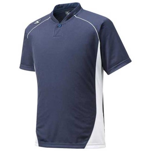 ミズノ MIZUNO ハーフボタン 小衿タイプ(ジュニア) (74ネイビー×ホワイト) 野球 ウェア...