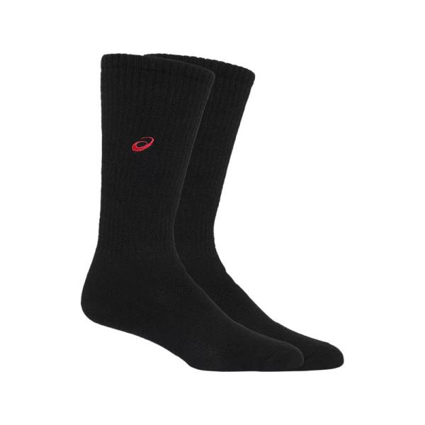 アシックス asics ONE POINT HIGH SOCKS ブラックXVレッド バレーボール ...
