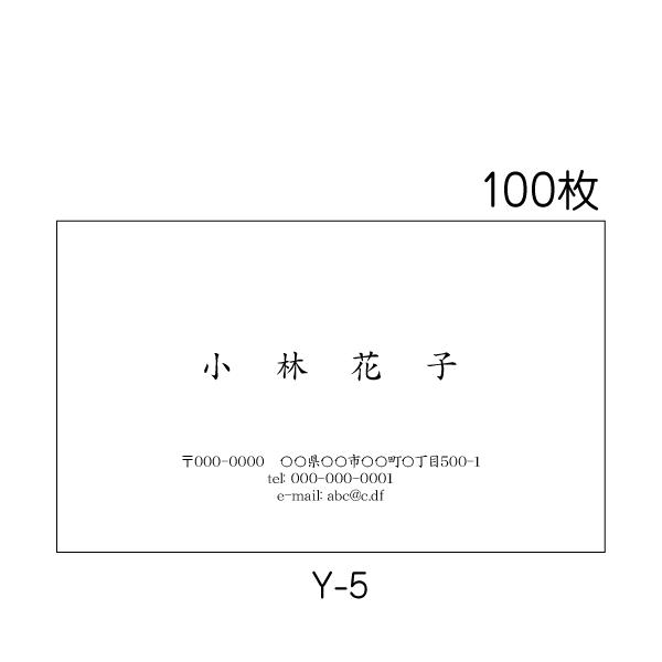 名刺印刷 作成 送料無料 100枚 個人用 シンプル 社名なし 校正あり Y-5