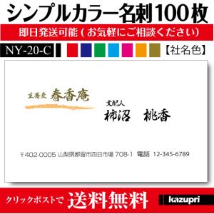 名刺 印刷 作成 激安 ビジネスカラー シンプル 100枚 送料無料 ny-20-c