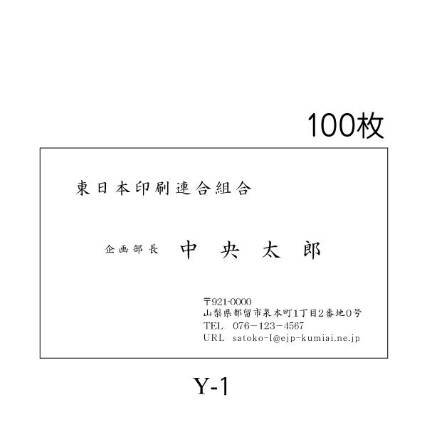 名刺 印刷 作成 横型 激安 100枚 ビジネス シンプル 送料無料 Y-1