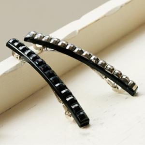 かわいい PRADA プラダ ラインストーン バレッタ メタル シルバー 髪留め PRADA（プラダ） ラインストーン バレッタ メタル シルバー 髪留め