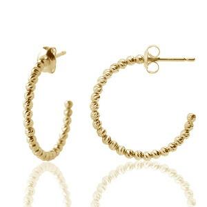 センプリチェ ダイヤモンドカットミラーボール 18Kイエローゴールド YG フープピアス(ペアセット...