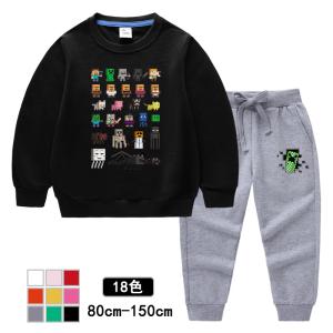 子供服 セットアップ 男の子 女の子 MINECRAFT マインクラフト  長袖 春秋 上下セット キッズ ジュニア Tシャツ パンツ 長ズボン 可愛い おしゃれ 小学生