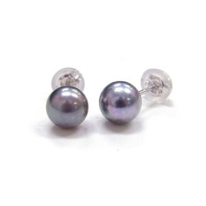 アコヤ黒真珠 ベビーパールピアス イヤリング 3.5-4mm ラウンド 