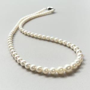 アコヤ真珠 パールネックレス 6-6.5mm ホワイト ラウンド 約42cm GIA
