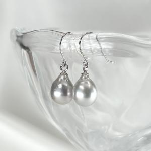 アコヤ真珠ピアス ホワイト約8mm WGK14刻印 アコヤ真珠 バロックパールピアス 7.5-8mm ホワイト ドロップ しずく