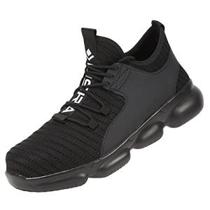 安全靴 作業靴 軽量 鋼先芯入り 靴 男女兼用 メンズ レディース あんぜん靴 スニーカー セーフティーシューズ (ブラック 25.