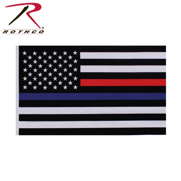 Rothco ロスコ　Thin Blue and Thin Red Line Flag 3' X 5...